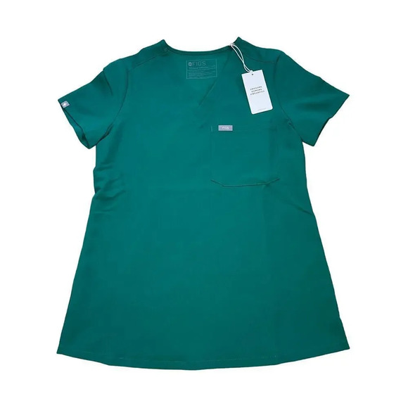 NWT FIGS Forest Green Short Sleeve Scrub Top, XXS, Technical Collection, FW1000 - Picture 1 of 6